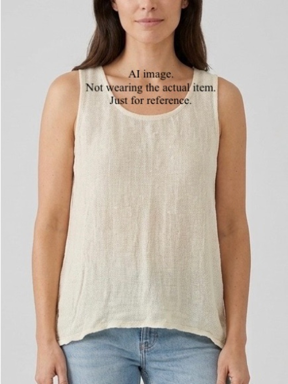 FLAX Ivory Tank Top Open Weave Mesh Like Textured Size S